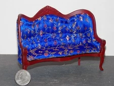 Dollhouse Miniature Victorian Sofa Blue 1:12 one inch scale C36 Dollys Gallery