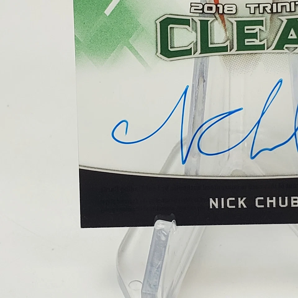 Nick Chubb 2018 Leaf Trinity Clear Green 2/10  Rc On Card Auto - Image 4 of 4