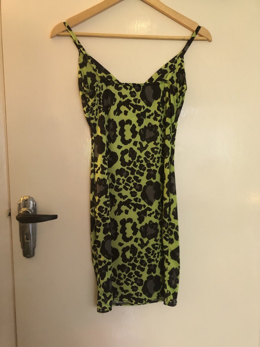 Missguided Green Leopard Print Cami Mini Dress 6 BNWT | eBay UK