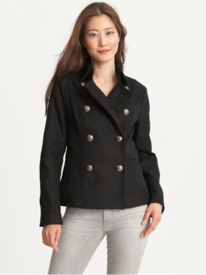 Banana Republic Black Military Double Breasted Brass Button Jacket