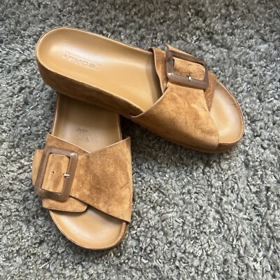 Womens Sandals Vince Suede Slides Vince Grant Slide Sandal In Tan