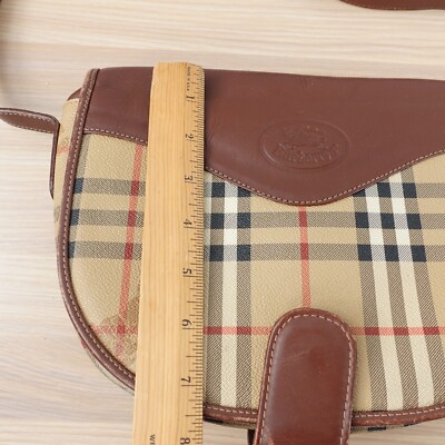 Burberry Leather Haymarket Crossbody Bag Beige Saddle Horse