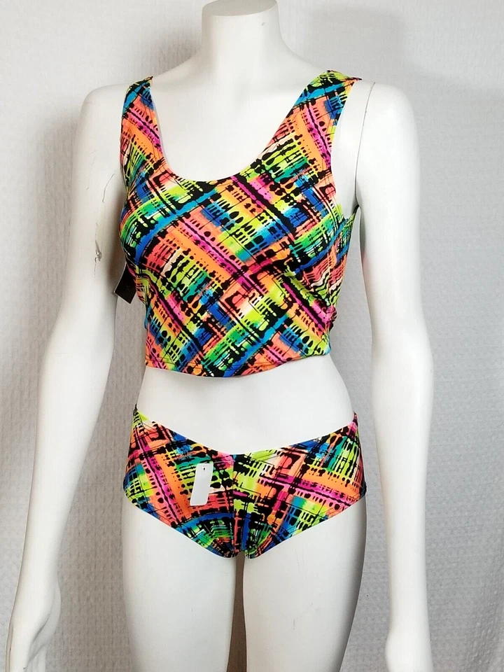 Coquetry Clothing  Junior/ Petite Two Piece Holographic Spandex Swim Wear Sz S/M - Image 2 of 4