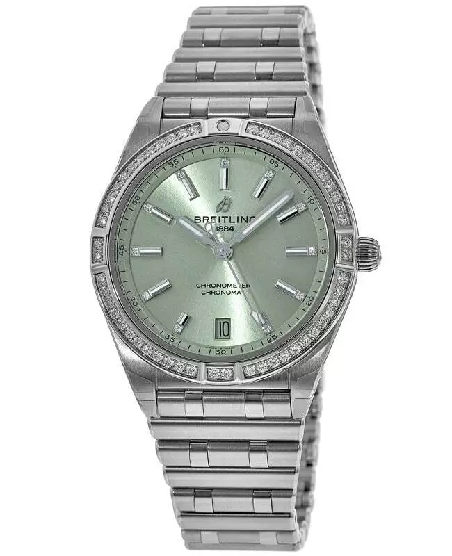 New Breitling Chronomat Automatic 36 Green Dial Women s Watch A10380591L1A1