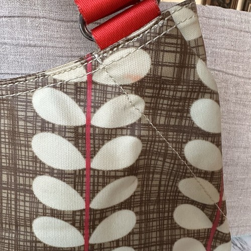 Orla Kiely Solid Stem Print Classic Shoulder Tote Satchel Bag Tan Red - Picture 19 of 22