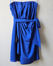 Express Short Strapless Dress Belted Sash Pleated Side Zip Lined Blue Size 10