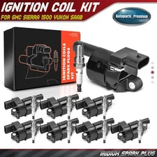 8x Round Ignition Coil & 8x Iridium Spark Plug Kits for GMC Sierra 1500 Yukon