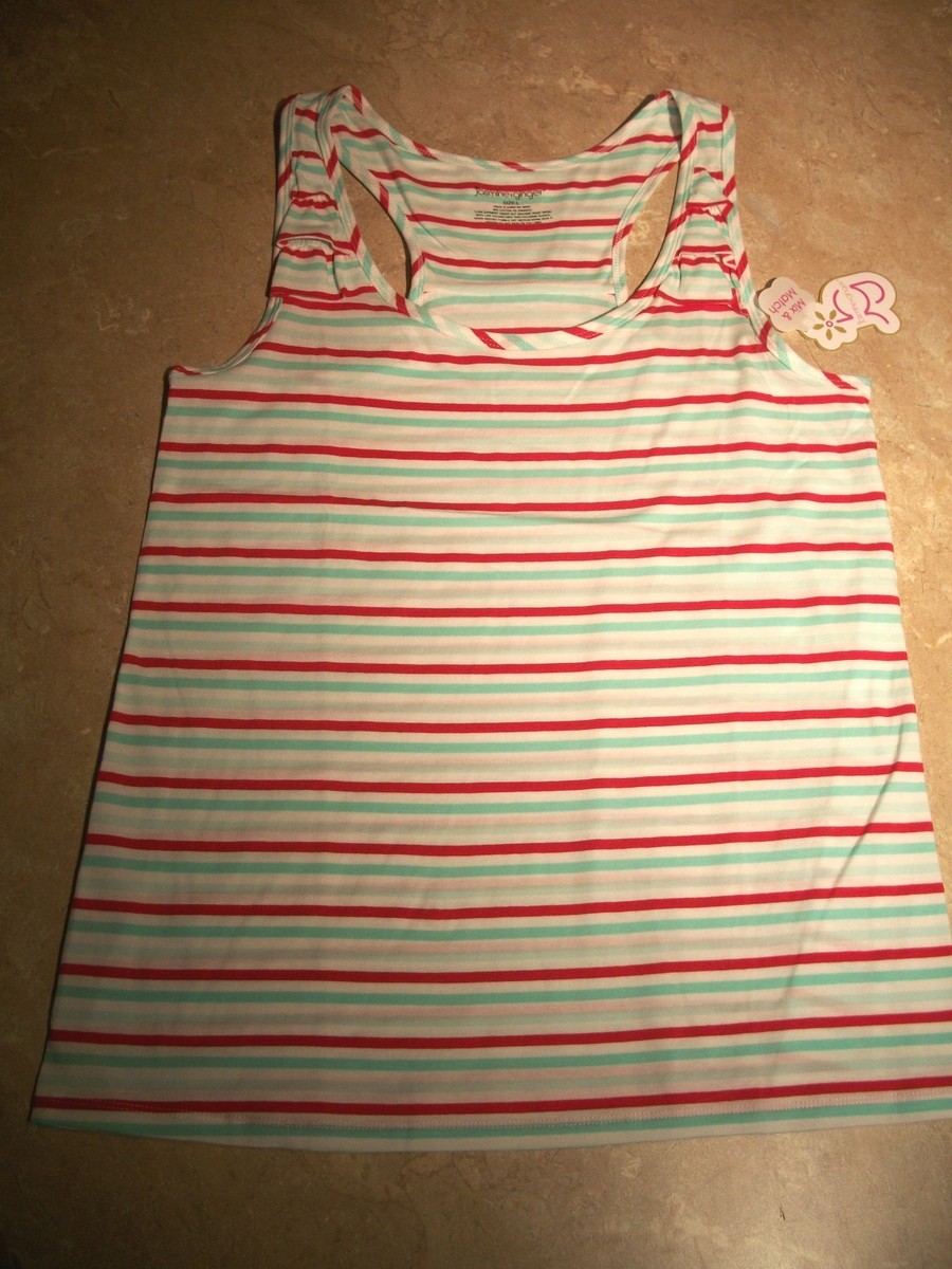 1126 Jasmine & Ginger Green and Red Stripe Racerback Tank Sleep