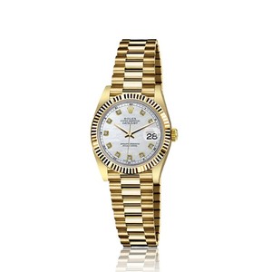 Rolex-26mm-Datejust-18kt-Gold-White-MOP-Mother-Of-Pearl-Diamond-Dial-RT-Flutted