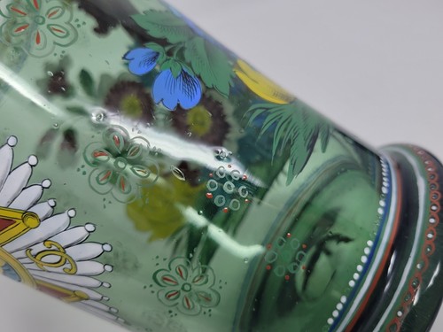 Theresienthal Bohemian Enamaled Flip Glass Shaped Vase Floral Vase 7" C. 1890 - Picture 16 of 19