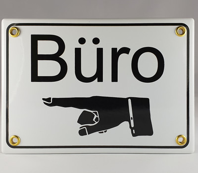 Nr.25  Emailschild Büro Hand links , original Emaille , coole Sprüche , Geschenk