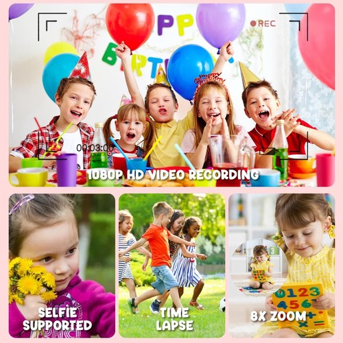 Kinderkamera Digitalkamera 1080P Fotokamera Kinder Kamera Einhorn Fotoapparat - Bild 7 von 12
