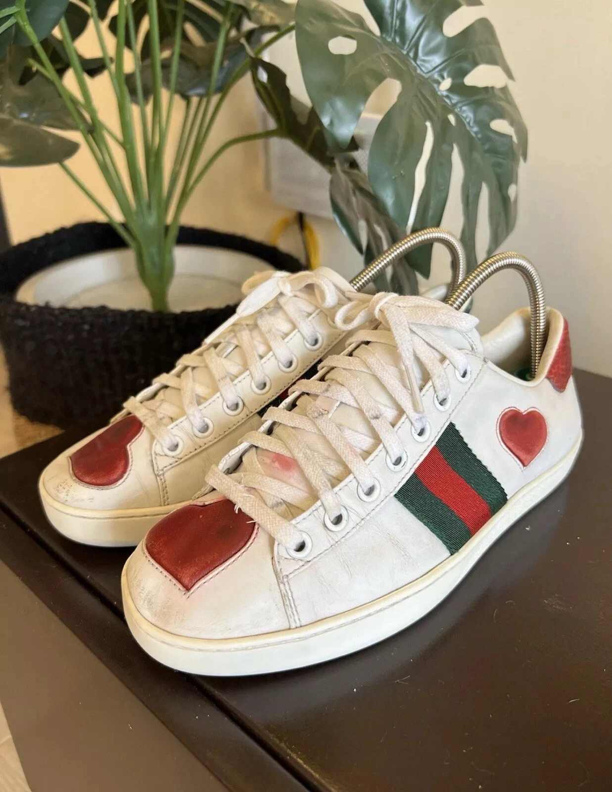 Gucci Baskets Femme 435638 Ace « HEART » Vert Rouge Web EU 35,5    US 5