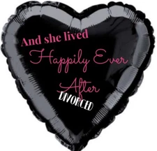 DIVORCED 18” Foil Heart Foil Helium Balloon She Lived Happily Ever After Party