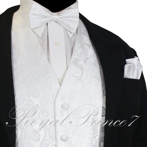 NEW Men's PAISLEY Design Dress Vest and Bow Tie & Hankie Set For Suit or Tuxedo - Picture 4 of 22