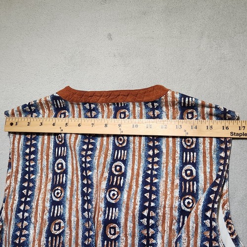 Vintage IB DIFFUSION Geometric Denim Vest Women 10 Tribal Aztec Boho Western - Picture 8 of 8