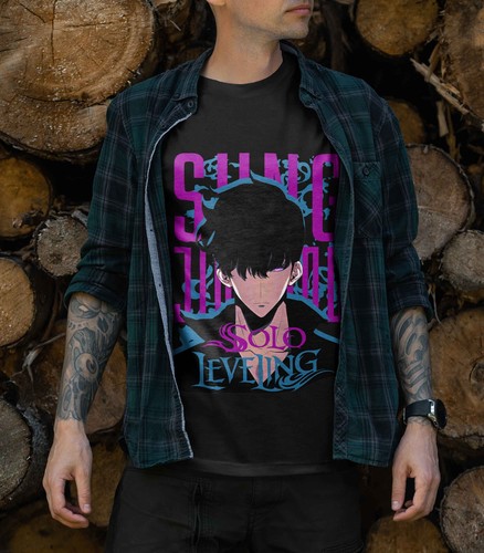 Solo Leveling T-Shirt Sung Jinwoo Horror Anime Manga schwarz Geschenke Shirt Geschenk 200 - Bild 3 von 6