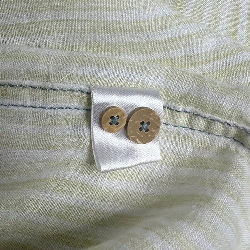 Camisa Tommy Bahama de Lino para Hombres L Rayas Blanca Amarilla Abotonada Playa Costera - Imagen 14 de 18