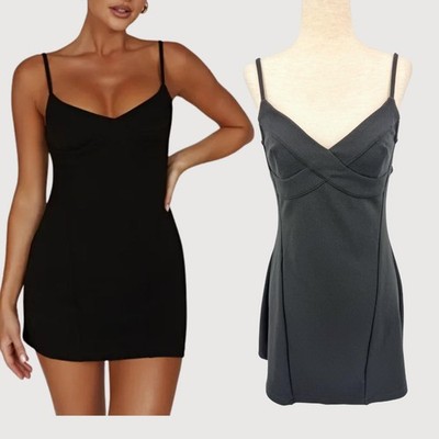 Meshki Thalia Mini Dress Black Bodycon Strappy M