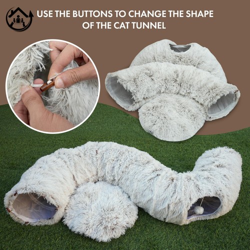 Large Cat Tunnel Bed for Indoor Cats Warm Fluffy Plush Cat Cave Tunnel Bed Co... - Picture 6 of 7