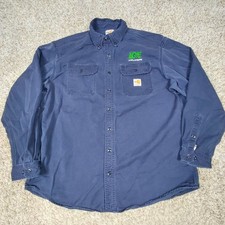Carhartt Shirt Men's XL Flame Resistant FR Cat2 Force Blue Long Sleeve LG E