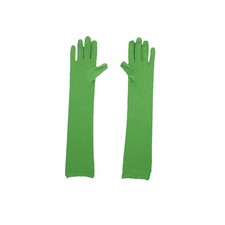Green Elbow Length Gloves for Women, Stretch Costume Gloves