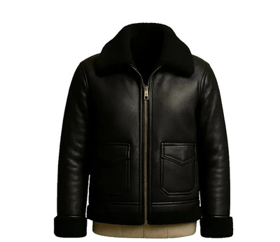 Men's Leather Genuine Sheep Black Jacket With Fur Colar | eBay