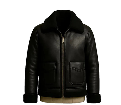 【か】KOWGA Black Sheep Leather Jacket Men's Leather Genuine Sheep Black Jacket With Fur Colar | eBay