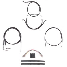 Black +12" Cable Brake Line CKit 1996-2001  Harley Touring w/Carb w/Cruise