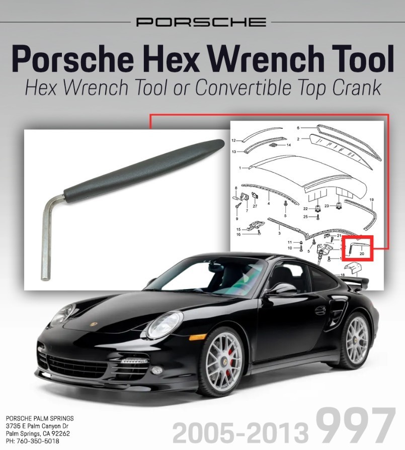 Porsche 997 Cabriolet Hard Top Hex Wrench Tool NEW GENUINE