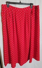 Sag Harbor Womens Pleated Skirt Elastic Waist Size 1X Red White Polka Dot