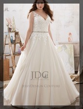 Vintage Strappy Lace Wedding Dress Wedding Dress Custom Made 32-60 Belted