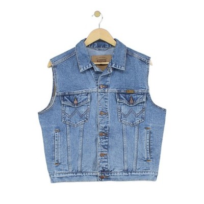 Vintage Wrangler Jeansweste Jacke Herren Größe S/M blau ärmellos Western