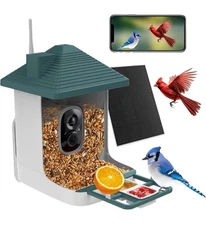 Smart Bird Feeder with Camera – Solar, 2K Live, AI ID, Alerts, IP65 Waterproof