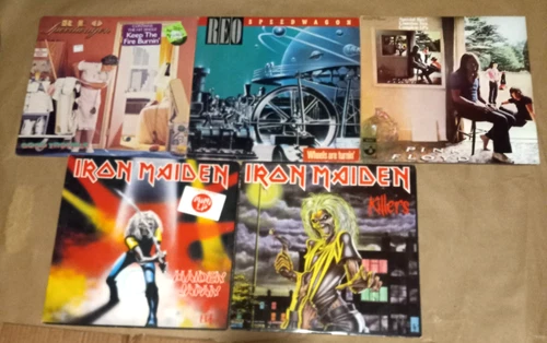 5 Classic Rock LP's Excellent Vinyl--REO SPEEDWAGON--PINK FLOYD--IRON MAIDEN