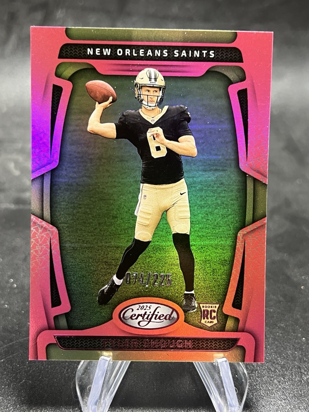 2025 Panini Certified #102 Tyler Shough Mirror Pink #/225