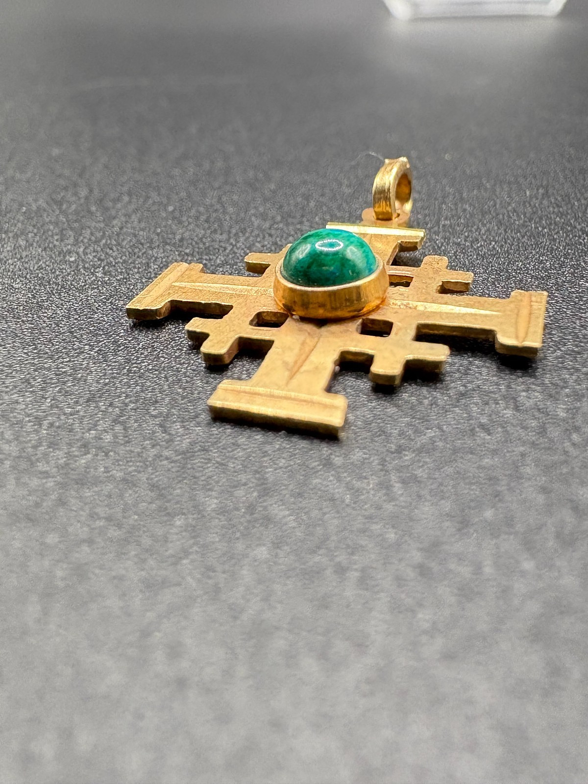 14K Solid Gold Handmade_Eilat Stone_Jerusalem Cro… - image 4