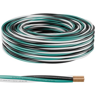 12 AWG THHN/THWN Copper Wire, 3-Color (Black/White/Green), Pre-Twisted for Co...