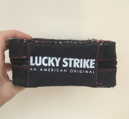 Vintage Denim Textile Empty Lucky Strike Cigarette Box Zipper cigarette case - Picture 6 of 15