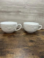 Set Of 2 Cooks Club Whitehall Ceramic Soup Mugs 5”W X 3.25”W Fast Free Ship