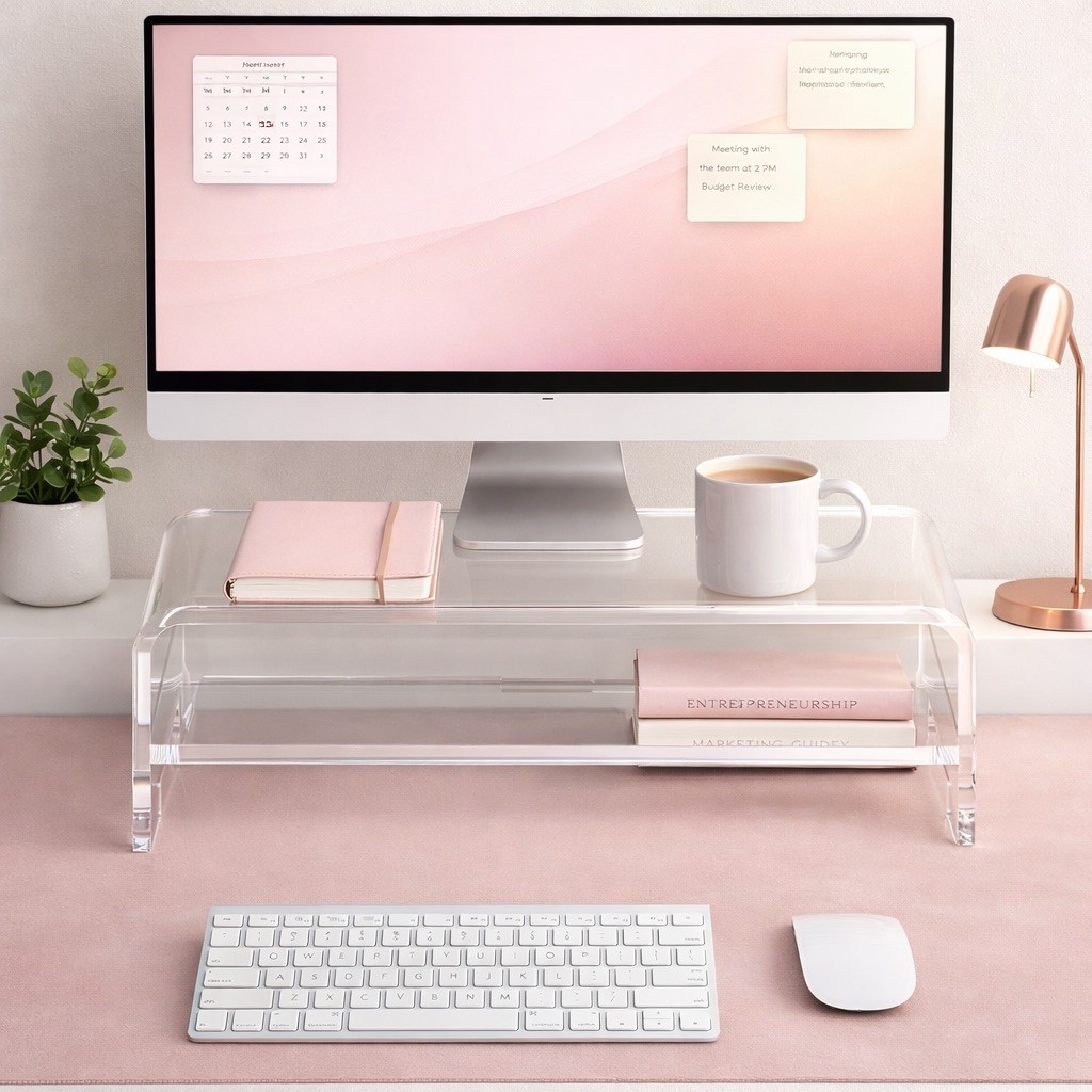 Riser 2 Tier, 5 Inches High, Clear Computer Desktop