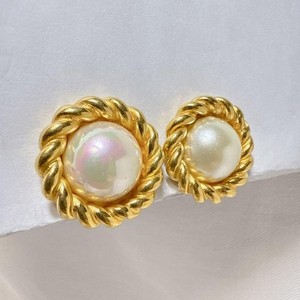 Boucles D'oreilles Vintage Céline Plaqué Or - Modèle Pendantes Dormeuses - Occasion