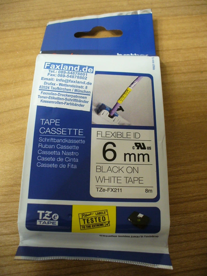 Brother Schriftbandkassette TZe-FX211 6mm Black on White