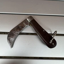 Vintage Klein Hawkbill Folding Pruning Pocket Knife Wood Handle Chicago USA