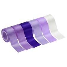 1-1/2 Inch x 30 Yards Solid Satin Ribbon, 6Pcs Fabric Ribbon, Purple Tone