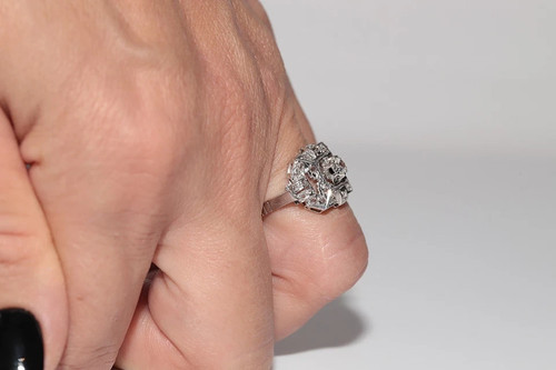 Anillo de compromiso de diamantes de oro blanco estilo vintage art déco de 3 quilates creado en laboratorio FN - Imagen 12 de 19