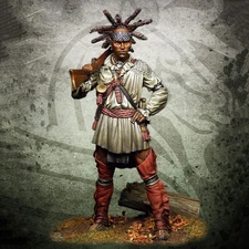 1/24 Scale Native American Warrior Figurine Historical Model with Rifle Unassemb