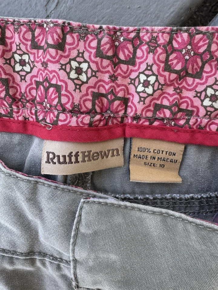 Брюки женские Ruff Hewn 10 зеленые плоские спереди укороченные капри чино повседневные хлопковые Y2K - Изображение 3 из 4