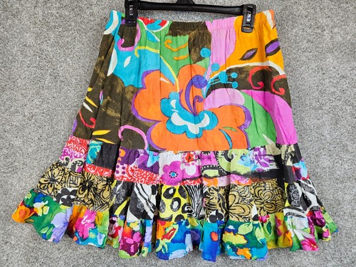 Jams World Skirt Womens Size XL Multicolor Floral Rayon Made In Hawaii Aloha - Picture 4 of 10