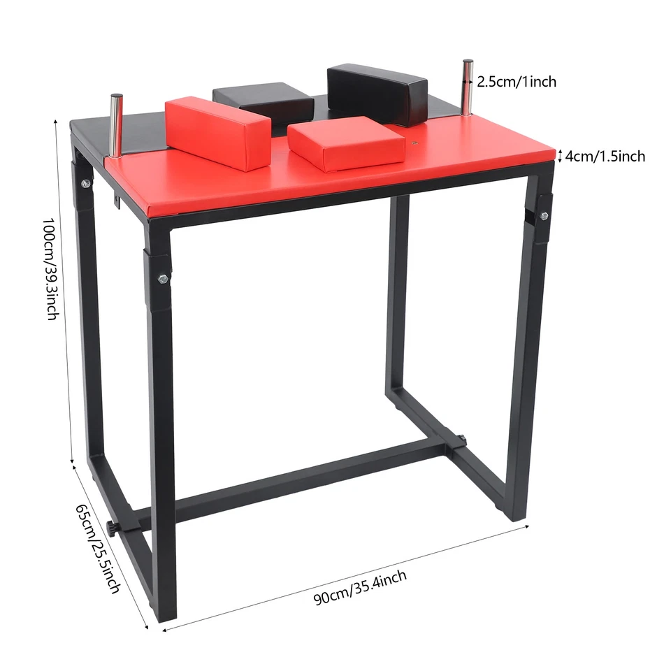 Foldable Arm Wrestling Table, w/ Elbow+Forearm Pads, Bar Game Table, Black+Red - Image 2 of 4